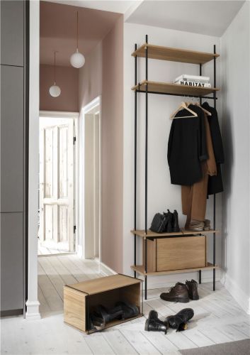 Moebe Regalsystem Offener Kleiderschrank 200 x 85 cm – Eiche/Weiß