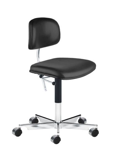 Montana Kevi 2534U Fuldpolstret Kontorstol SH: 40 cm - Black 0842 Dakar Læder/Blank Poleret Aluminium OUTLET