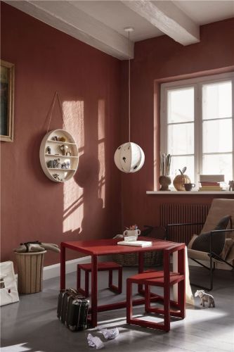 Ferm Living Little Architect Stuhl H: 51 cm – Mohnrot