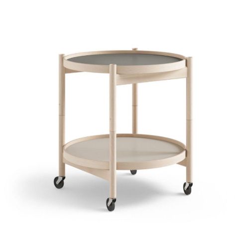 Brdr. Krüger Bølling Tabletttisch mit 2 Tabletts Ø: 50 cm - Unbehandelte Buche/Hellgrau und Grau
