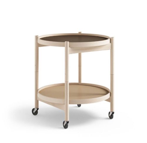 Brdr. Krüger Bølling Tabletttisch mit 2 Tabletts Ø: 50 cm – Unbehandelte Buche/Beige und Braun