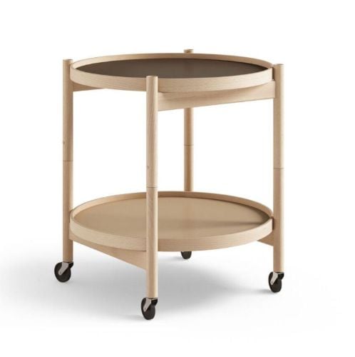 Brdr. Krüger Bølling Tabletttisch mit 2 Tabletts Ø: 50 cm – Buche geölt/Beige und Braun