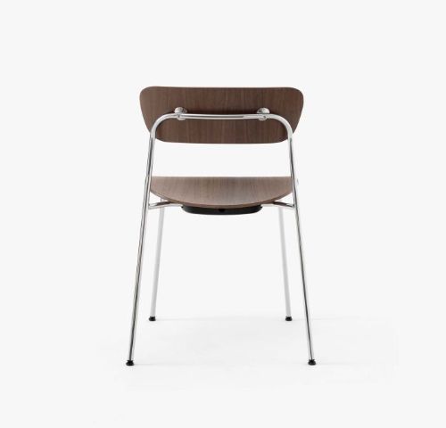&Tradition Pavillon-Stuhl AV1 SH: 46 cm – Walnuss lackiert/Chrom