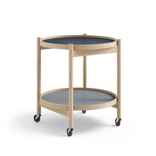 Brdr. Krüger Bølling Tabletttisch mit 2 Tabletts Ø: 50 cm – Unbehandelte Eiche/Wasser