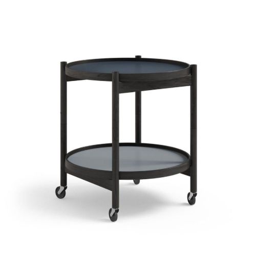 Brdr. Krüger Bølling Tabletttisch mit 2 Tabletts Ø: 50 cm – Schwarz lackierte Eiche/Wasser