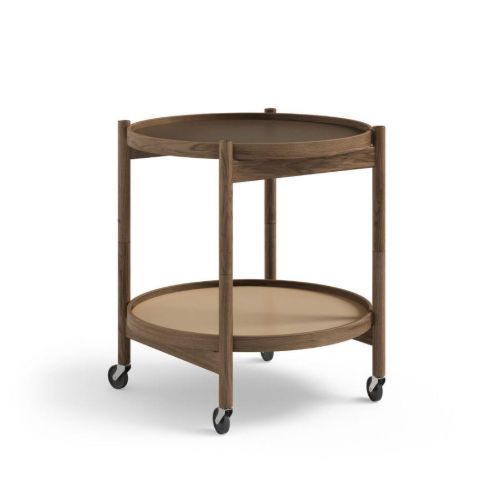 Brdr. Krüger Bølling Tabletttisch mit 2 Tabletts Ø: 50 cm – Räuchereiche geölt/Beige und Braun