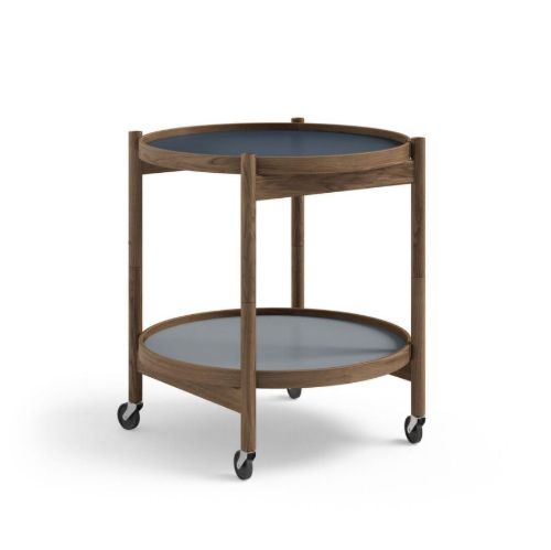 Brdr. Krüger Bølling Tabletttisch mit 2 Tabletts Ø: 50 cm – Räuchereiche geölt/Wasser