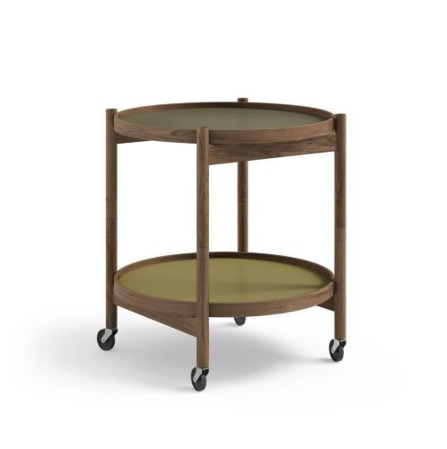 Brdr. Krüger Bølling Tabletttisch mit 2 Tabletts Ø: 50 cm – Räuchereiche geölt/grün und dunkelgrün