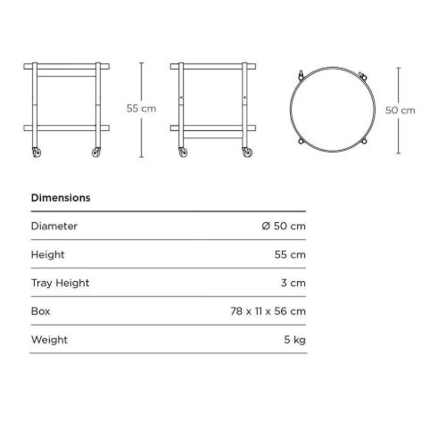 Brdr. Krüger Bølling Tabletttisch mit 2 Tabletts Ø: 50 cm – Räuchereiche geölt/Furnier
