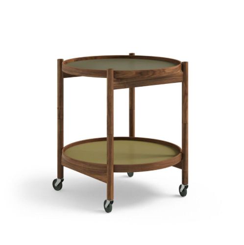 Brdr. Krüger Bølling Tabletttisch mit 2 Tabletts Ø: 50 cm - Geölter Walnuss/Blatt