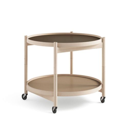 Brdr. Krüger Bølling Tabletttisch mit 2 Tabletts Ø: 60 cm – Buche geölt/Beige und Braun