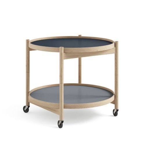 Brdr. Krüger Bølling Tabletttisch mit 2 Tabletts Ø: 60 cm – Unbehandelte Eiche/Wasser