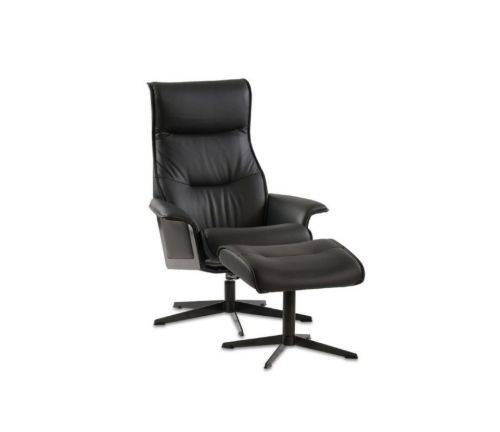 IMG Comfort Luxor M Lænestol m. Fodskammel SH: 45 cm - Prime 301 Black/Sort Stål