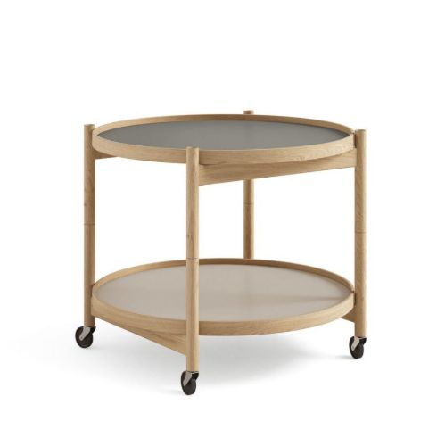 Brdr. Krüger Bølling Tabletttisch mit 2 Tabletts Ø: 60 cm - Geölte Eiche/Hellgrau und Grau