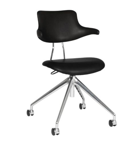 Vermund VL119 Kontorstol SH: 46 cm - Sort Savanne Læder / Krom Stel
