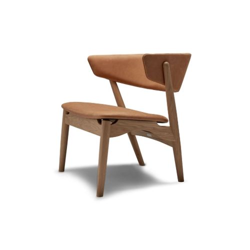 Sibast Furniture No 7 Lounge Chair Full Upholstered SH: 35 cm - Whitepigmented Lacquered Oak / Leather Dunes Cognac