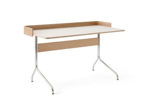 &Tradition Pavilion Desk AV17 w. Back 130x65 cm - Linoleum Mushroom 4176 / Lacquered Oak