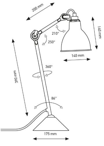 DCW Editions Lampe Gras N205 Tischleuchte rund H: 59 cm – Schwarz/Weiß/Kupfer