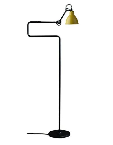 DCW Editions Lampe Gras N411 Gulvlampe Rund H: 121cm - Sort/Gul