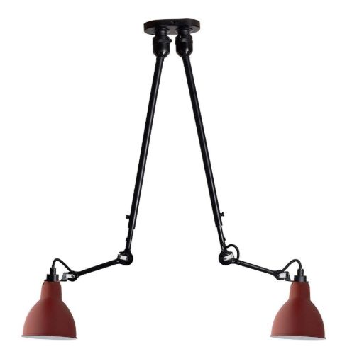 DCW Editions Lampe Gras N302 Dobbelt Pendel H: 92cm - Sort/Rød