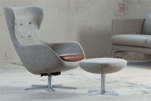 Søren Lund SL 407 Hocker H: 41 cm – Main Line Flax 02 Grau/Satinchrom