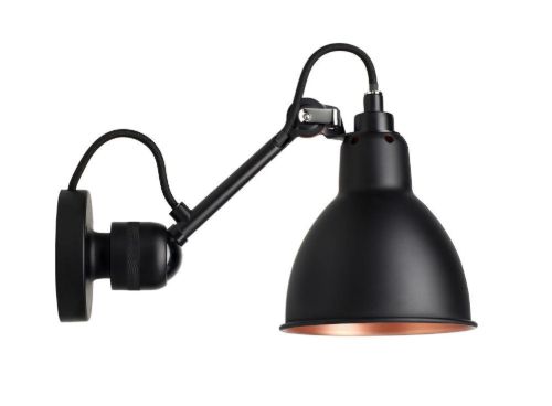 DCW Editions Lampe Gras N304 Væglampe Rund H: 14cm - Sort/Sort/Kobber