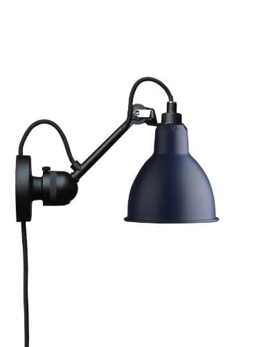 DCW Editions Lampe Gras N304CA Væglampe Rund m. Ledning H: 14cm - Sort/Blå