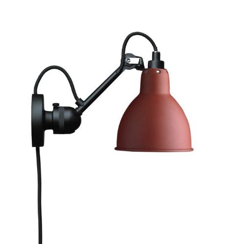 DCW Editions Lampe Gras N304CA Væglampe Rund m. Ledning H: 14cm - Sort/Rød