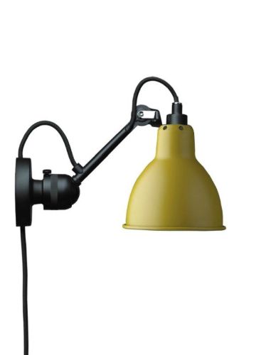 DCW Editions Lampe Gras N304CA Væglampe Rund m. Ledning H: 14cm - Sort/Gul