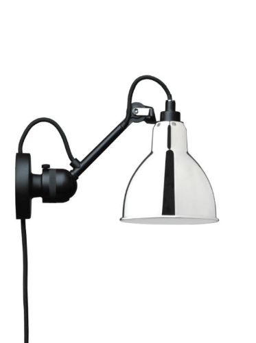 DCW Editions Lampe Gras N304CA Væglampe Rund m. Ledning H: 14cm - Sort/Krom