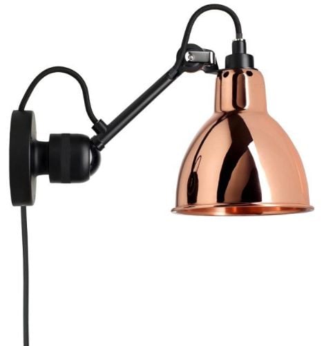 DCW Editions Lampe Gras N304CA Væglampe Rund m. Ledning H: 14cm - Sort/Kobber