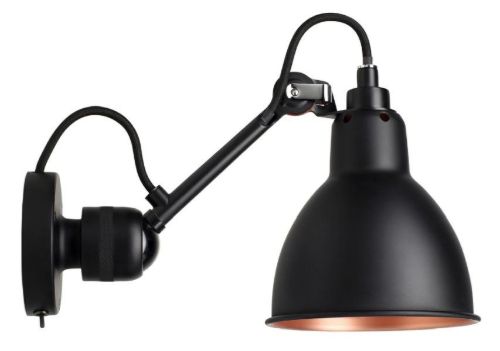 DCW Editions Lampe Gras N304SW Væglampe Rund m. Afbryder H: 14cm - Sort/Sort/Kobber