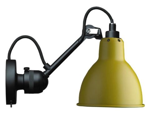 DCW Editions Lampe Gras N304SW Væglampe Rund m. Afbryder H: 14cm - Sort/Gul