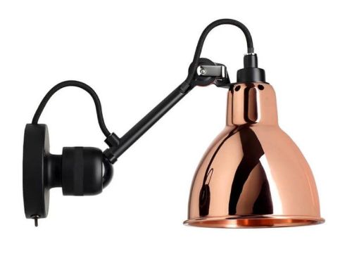 DCW Editions Lampe Gras N304SW Væglampe Rund m. Afbryder H: 14cm - Sort/Kobber
