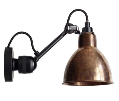 DCW Editions Lampe Gras N304SW Væglampe Rund m. Afbryder H: 14cm - Sort/Rå kobber/Hvid