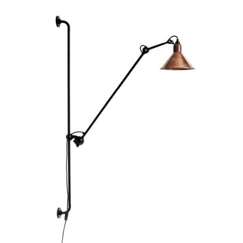 DCW Editions Lampe Gras N214 Væglampe Konisk H: 120cm - Sort/Rå Kobber