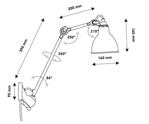 DCW Editions Lampe Gras N222 Wandleuchte Rund H: 40cm - Schwarz/Weiß