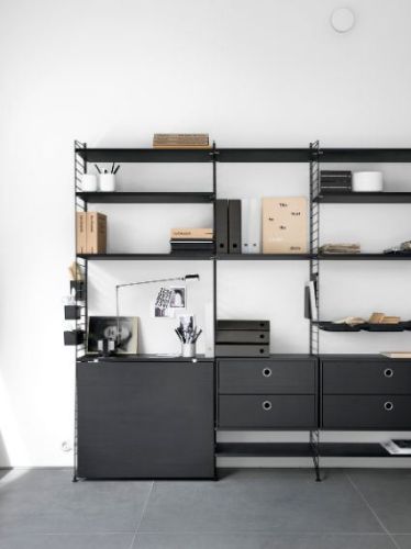 String Furniture Cabinet With Two Drawers 58x42x30 cm - Black Stained Ash