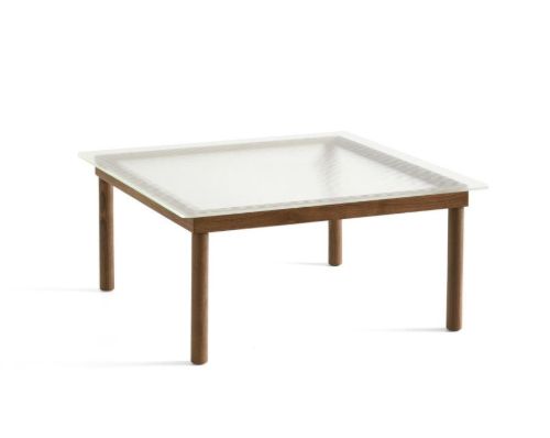 HAY Kofi Table 80x80 cm - Solid Walnut / Clear Reeded Glass