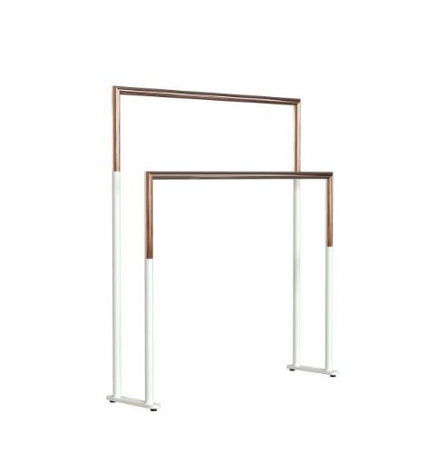 FROST NOVA2 Håndklædestander 1976 Dobbelt H: 75cm - Mat Hvid/Poleret Kobber