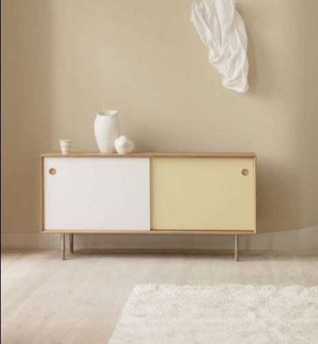 Sibast Furniture Sideboard AV No 11 - Oak Natural Oil/White Yellow Metal Legs