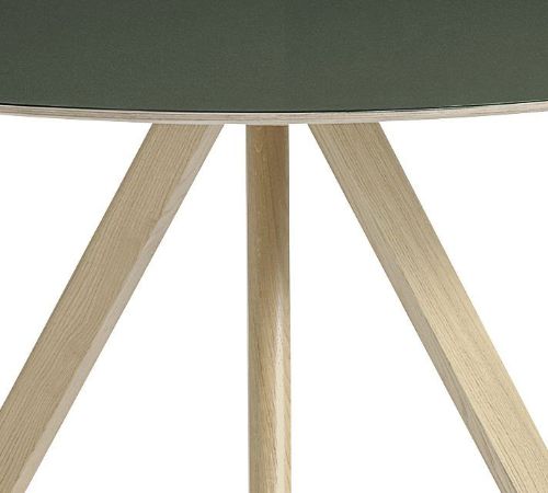 HAY CPH 20 Runder Tisch Ø: 120 cm – Lackierte massive Eiche/Grünes Linoleum