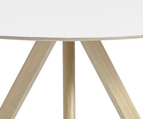HAY CPH 20 Runder Tisch Ø: 120 cm – Lackierte massive Eiche/weißes Laminat