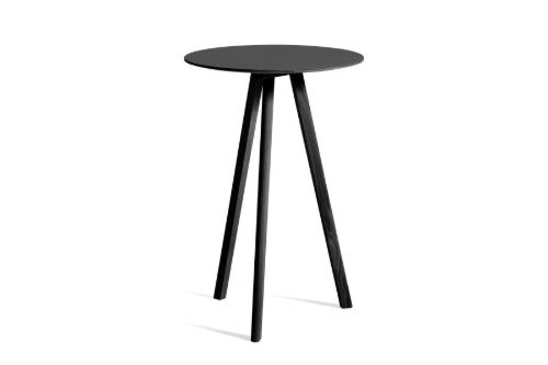 HAY CPH 20 Round Table Ø: 70 cm - Black Lacquered Solid Oak/Black Linoleum