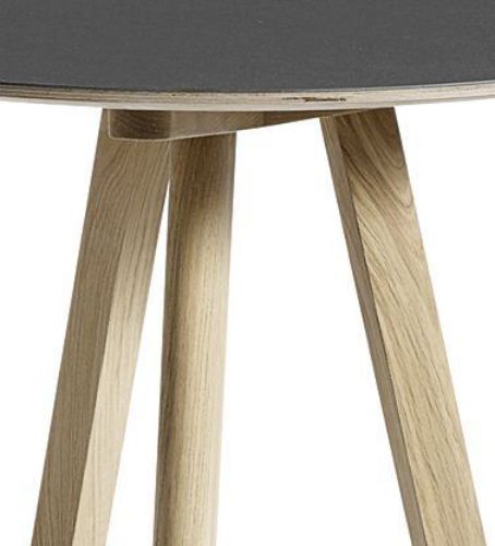 HAY CPH 20 Runder Tisch Ø: 70 cm – Lackierte massive Eiche/Schwarzes Linoleum