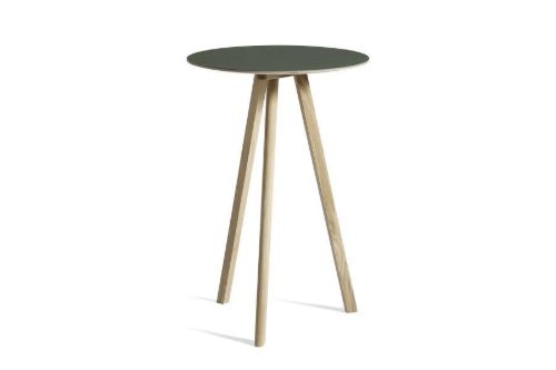 HAY CPH 20 Round Table Ø: 70 cm - Lacquered Solid Oak/Green Linoleum