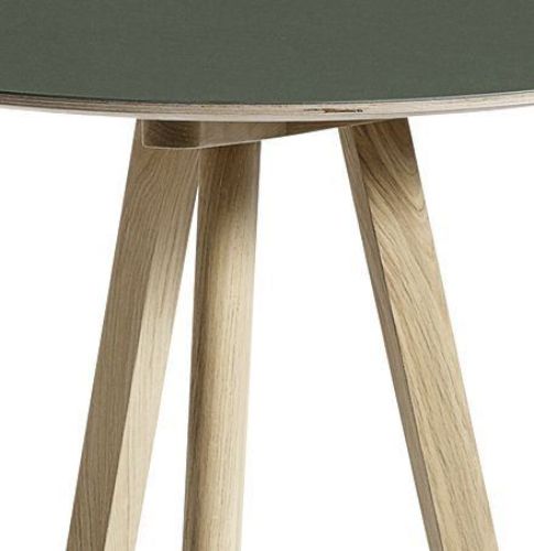 HAY CPH 20 Runder Tisch Ø: 70 cm – Lackierte massive Eiche/Grünes Linoleum