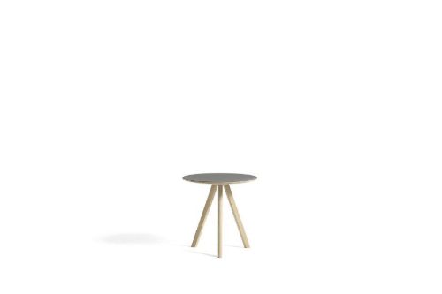 HAY CPH 20 Round Table Ø: 50 cm - Lacquered Solid Oak/Grey Linoleum