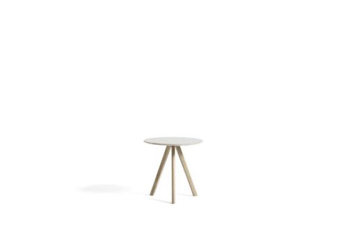 HAY CPH 20 Round Table Ø: 50 cm - Lacquered Solid Oak/Off White Linoleum