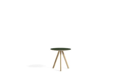 HAY CPH 20 Round Table Ø: 50 cm - Lacquered Solid Oak/Green Linoleum
